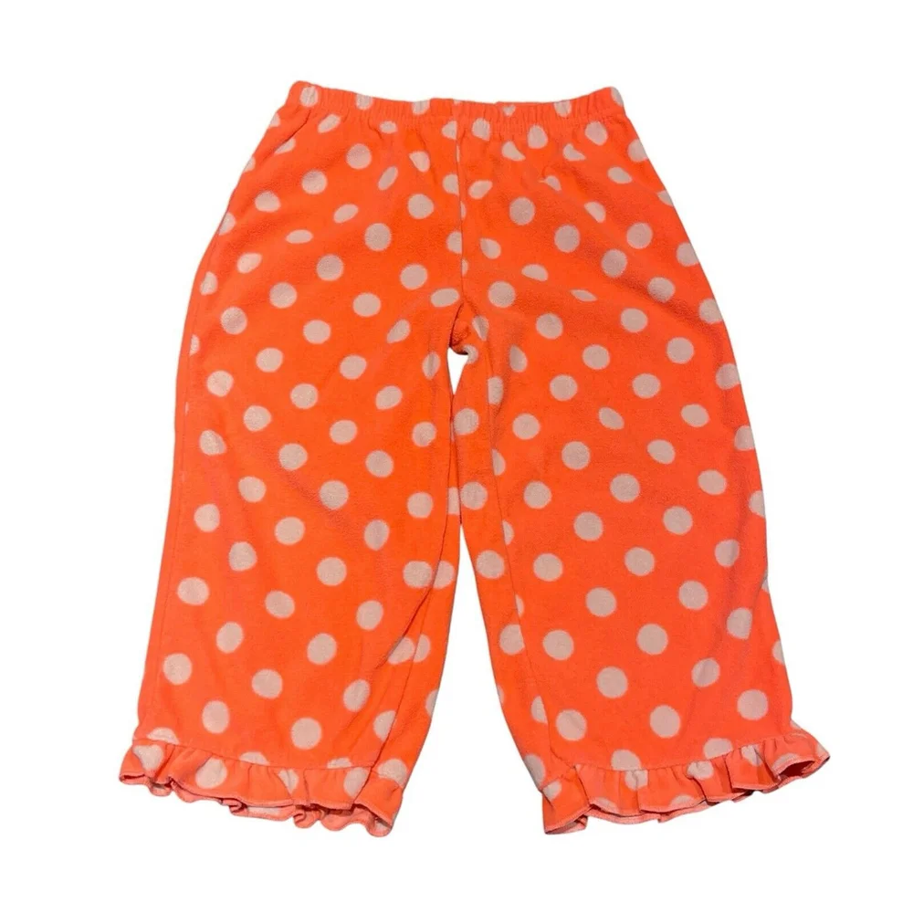 Carter's Baby Girl 2 Piece Pajamas‎ Teacup Monkey & Fleece Polka Dot Pants Sz 2T